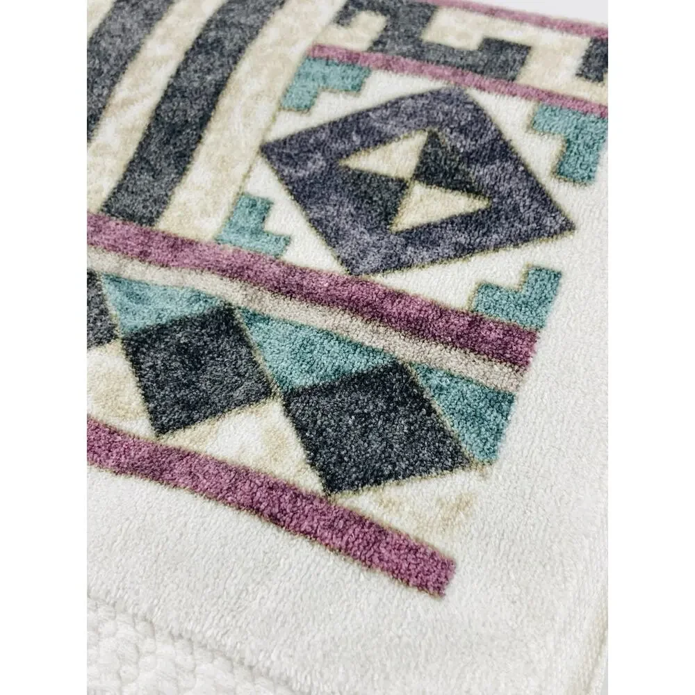 Vintage 1990s Springs Bath Towel USA Teal Geometric Vaporwave Memphis Design Dec